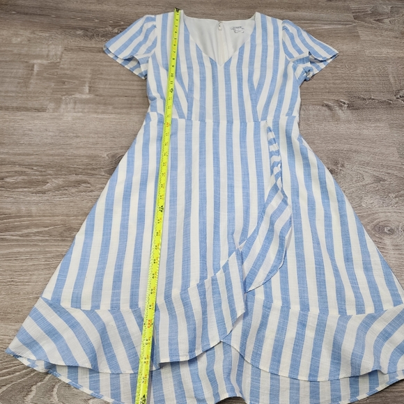 J. CREW Blue White Striped Faux Wrap Dress 0 - Picture 6 of 16